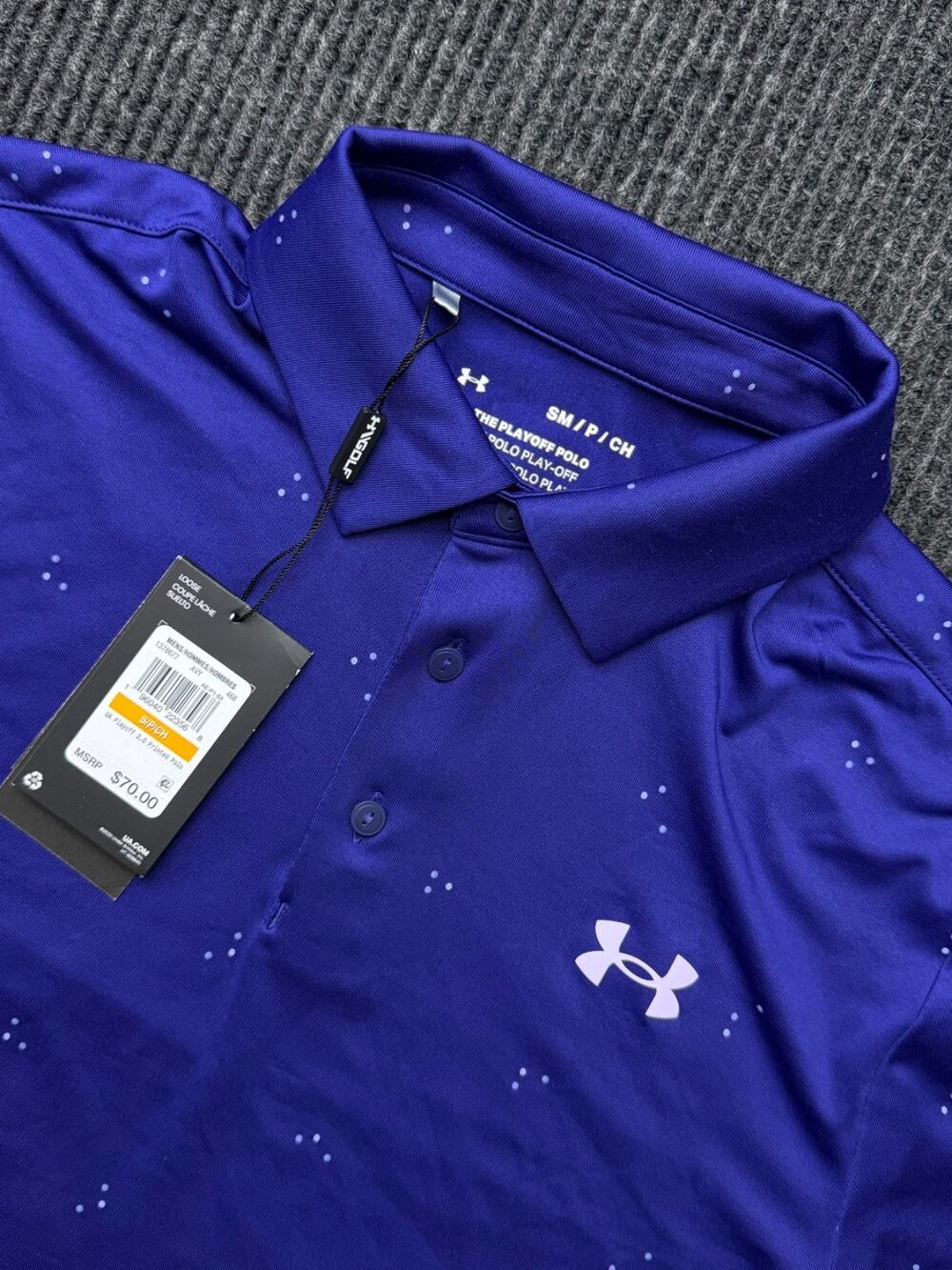 Under Armour UA Playoff 3.0 Printed Golf Polo Mens Small Blue Performance NWT